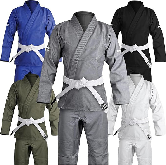 Hawk Sports Brazilian Jiu Jitsu Gi for Men and Women with Jacket, Pants, and White Belt for Martial