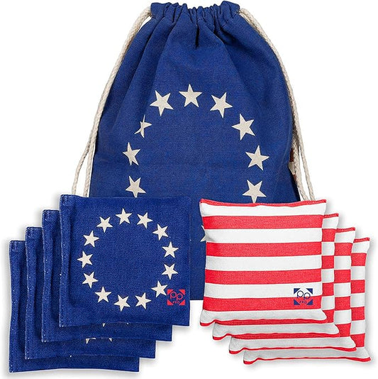 Professional Cornhole Bags - Set of 8 Regulation All Weather Double Sided - Sticky Side/Slick Side