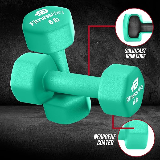 Neoprene Coated Workout Dumbbells set of 2 – Anti Roll, Non Slip with Smooth Grip Fitness & Exercise Dumbbells – Hexagon Shaped Hand Weights for Women & Men – Best Choice for Gyms & home use