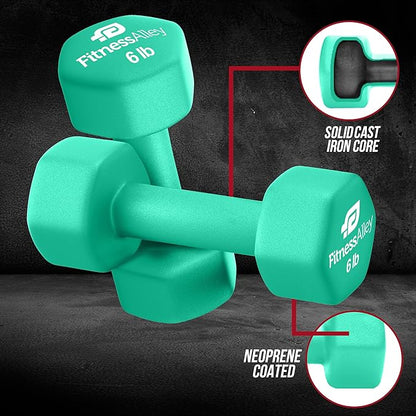 Neoprene Coated Workout Dumbbells set of 2 – Anti Roll, Non Slip with Smooth Grip Fitness & Exercise Dumbbells – Hexagon Shaped Hand Weights for Women & Men – Best Choice for Gyms & home use