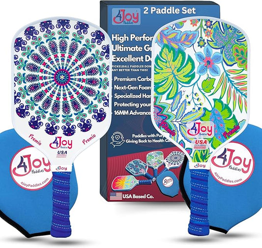 4Joy Pickleball Paddle Premio Series - Thermoformed Premium T700 Carbon Fiber Pickleball Paddless - Professional Pickleball Rackets for Women & Men - 16mm Honeycomb Core - USAP Approved
