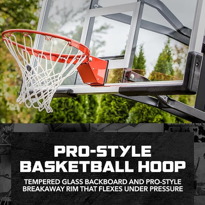 Silverback In-Ground Basketball Hoops, Adjustable Height Tempered Glass Backboard and Pro-Style Flex Rim. - Multiple Styles Available