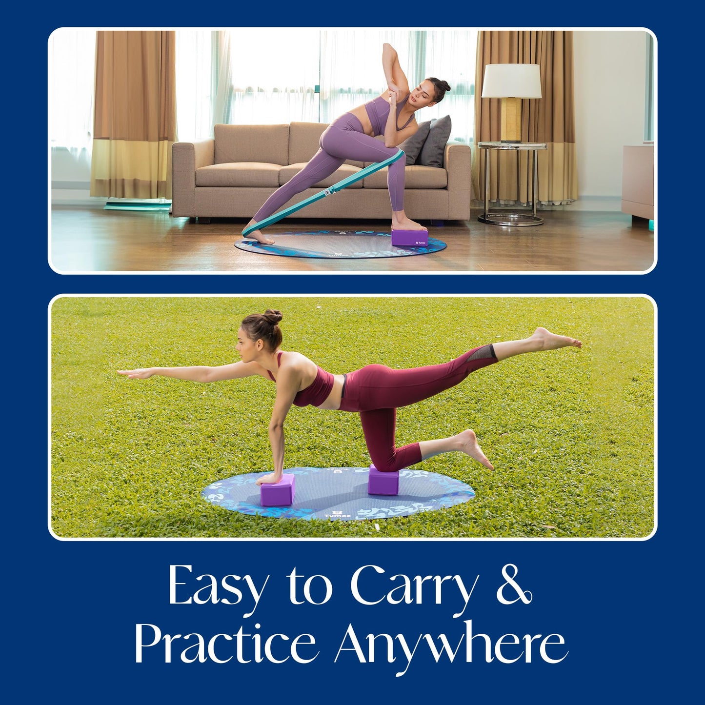 Tumaz Non-Slip Yoga Blocks，High-Density EVA Foam 2 Pack for Yoga & Pilates