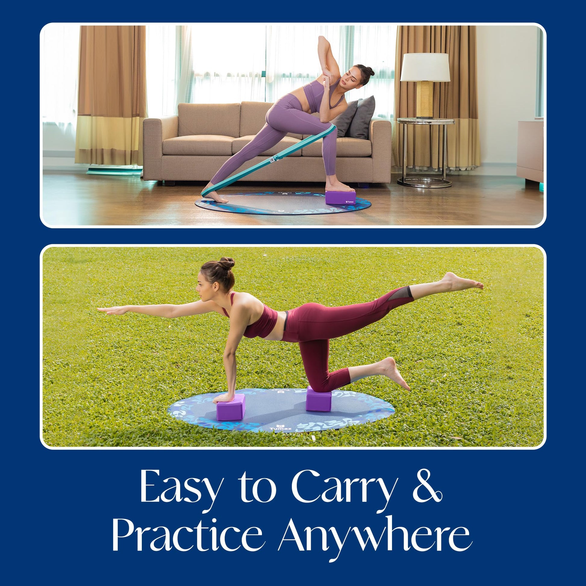 Tumaz Non-Slip Yoga Blocks，High-Density EVA Foam 2 Pack for Yoga & Pilates