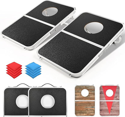ROPODA Portable Cornhole Board Set,24 x 16 in Corn Hole Games for Adults with 8 Bean Bags, Lightweight Aluminum Alloy Edging Cornhole Set for Outdoor Games，Beach and Tailgates.