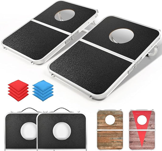 ROPODA Portable Cornhole Board Set,24 x 16 in Corn Hole Games for Adults with 8 Bean Bags