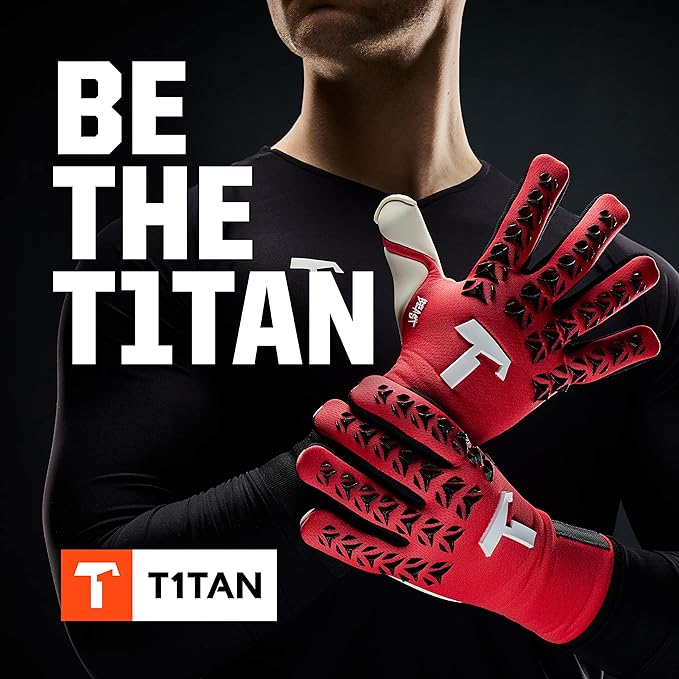 T1TAN Dark/Red Beast + LC - Goalkeeper Gloves - Without Finger Protection - Soccer Goalkeeper Gloves - Different Sizes & Colors