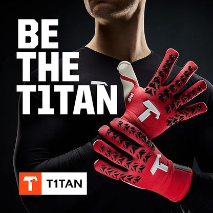 T1TAN Dark/Red Beast + LC - Goalkeeper Gloves - Without Finger Protection - Soccer Goalkeeper Gloves - Different Sizes & Colors