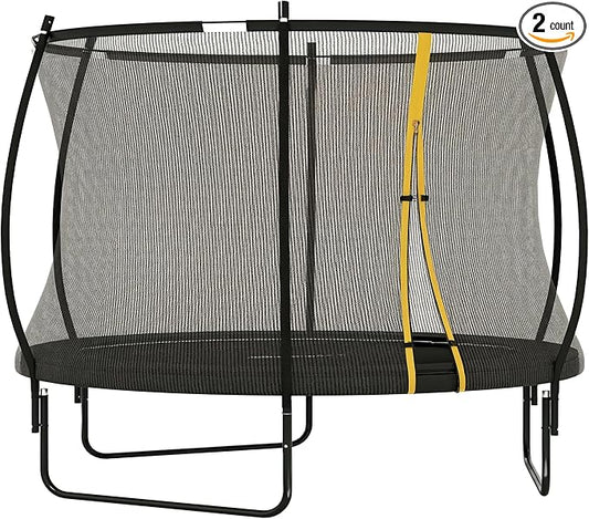 Soozier Trampoline Outdoor, Recreational Trampoline with Net Enclosure, Curved Poles and Safety Spring Cover for Kid Adults, ASTM Approved