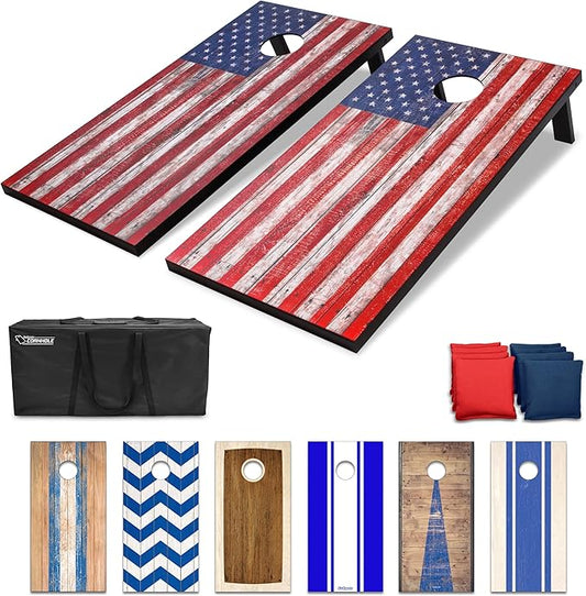 GoSports Portable Cornhole Sets, 8 Styles – Choose 4 x 2 ft or 3 x 2 ft - Boards Include 8 Bean