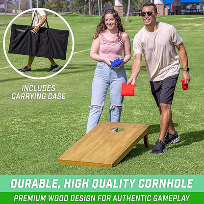 GoSports 4 ft x 2 ft Regulation Size Wooden Cornhole Boards Set - Includes Carrying Case - Full Regulation Size Bean Bag Toss Boards