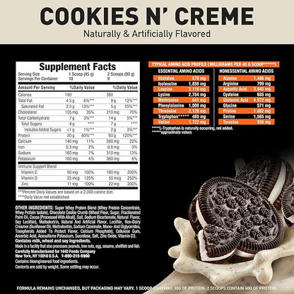 Body Fortress Super Advanced Whey Protein Powder, Cookies N??Creme, 60g Protein & 12g BCAAs Per 2 Scoops, Muscle Gain & Recovery, Immune Support with Vitamins C & D, 1.78lbs (Packaging May Vary)
