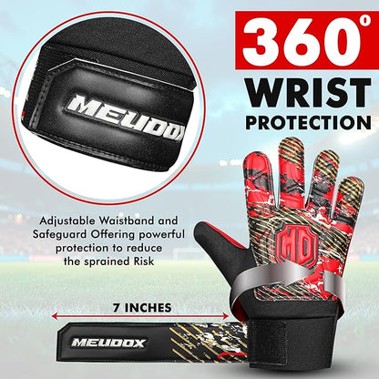 Soccer Goalkeeper Gloves, Double Wrist Protection, Anti-Slip Palm, Youth Kids Size, Black/Yellow/Blue