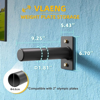 Wall Mounted Weight Plate Holder, Weight Rack Storage for 2" Olympic Weight Plate, Max Weight Capacity 330 lb, Best with Black Powder Coated for Garage Home Gym Strength Training