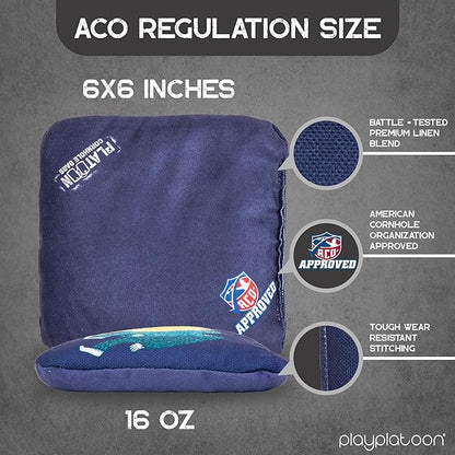 Play Platoon Cornhole Bags Set of 8 Regulation Professional Corn Hole Bean Bags ACO Approved, Competition Weight, Slick and Stick