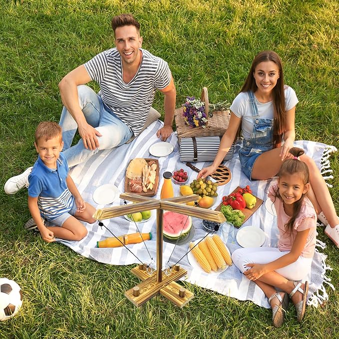 Hook Toss Game, Ring Toss Game, Handmade Wooden Ladder, Throwing Hook and Ring Battle Game for Family