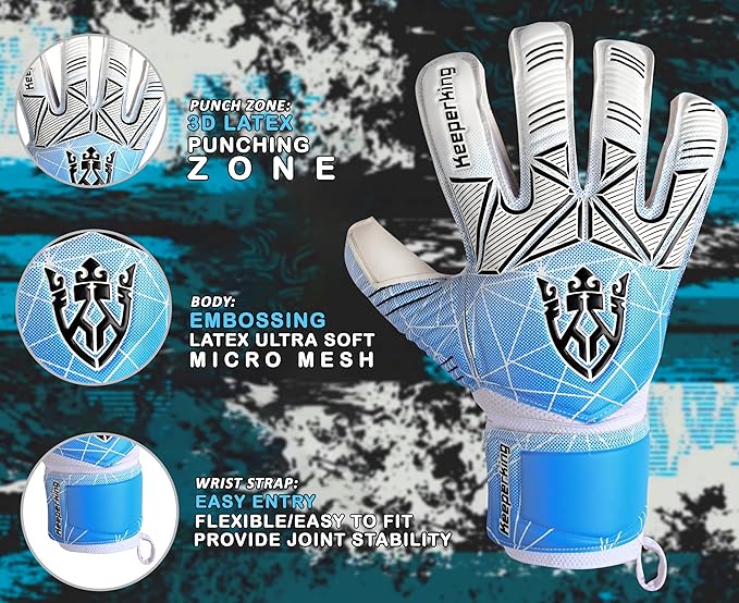 Soccer Goalie Goalkeeper Gloves for Kids Boys Youth & Adult,Latex Strong Grip Palms with Removable Finger Spines Protection Children Football Gloves for Training/Match(Sizes 5-10,6 Styles)