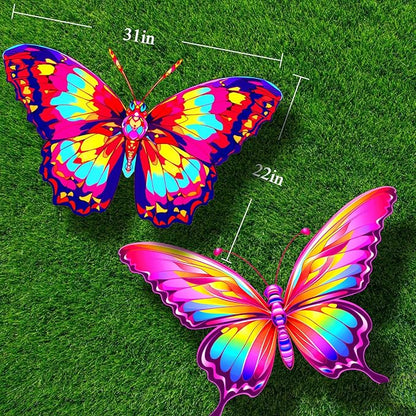 HENGDA KITE 2 Pack Butterfly Kite,for Kids and Adults,Easy to Fly,Excellent Fabric and Structure Design,The Pictures are Beautiful in high Definition,Suitable for Beginners(31x22)