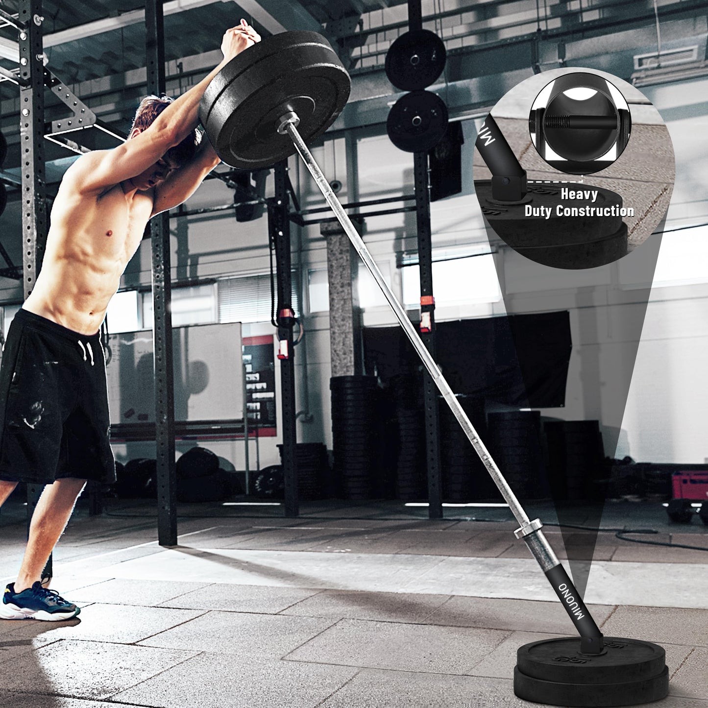 MIUONO Landmine Attachment for Barbell, T Bar Row Attachment Fit for 2" Olympic Bar, Full 360°