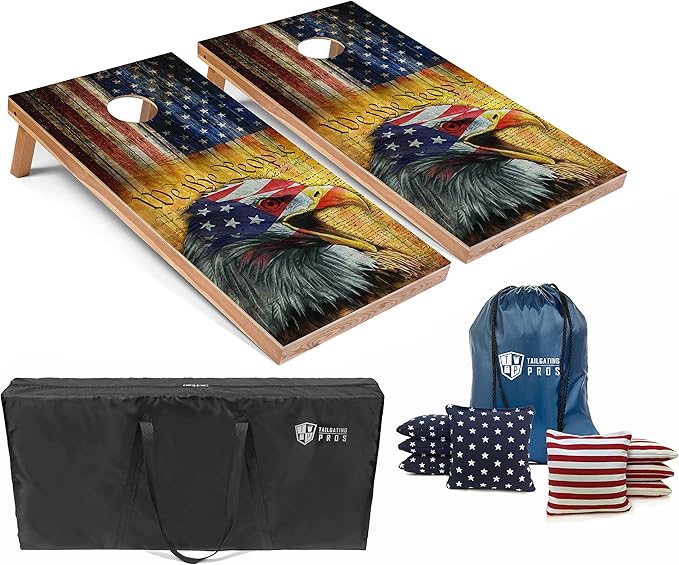 Tailgating Pros Cornhole Boards - 4'x2' Lightweight Cornhole Game- Includes Carrying Case, Set of 8 Corn Hole Bags & Tote