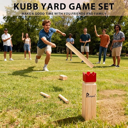 Pointyard Kubb Yard Game Set, Kubb Game Set with Carrying Bag - Wooden Toss Game Set for Outdoor Lawn Teenagers Adults Family