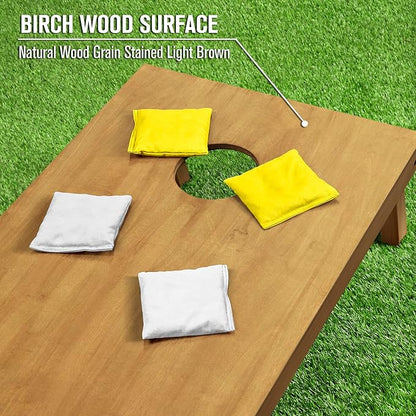 GoSports 4 ft x 2 ft Regulation Size Wooden Cornhole Boards Set - Includes Carrying Case - Full Regulation Size Bean Bag Toss Boards