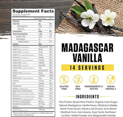 Ambrosia Planta - Premium Plant-Based Protein | Vegan & Keto Friendly | Gourmet Flavors with No Bloating or Stomach Upset | Gluten & Soy Free | No Added Sugar | 14 Servings | (Vanilla)