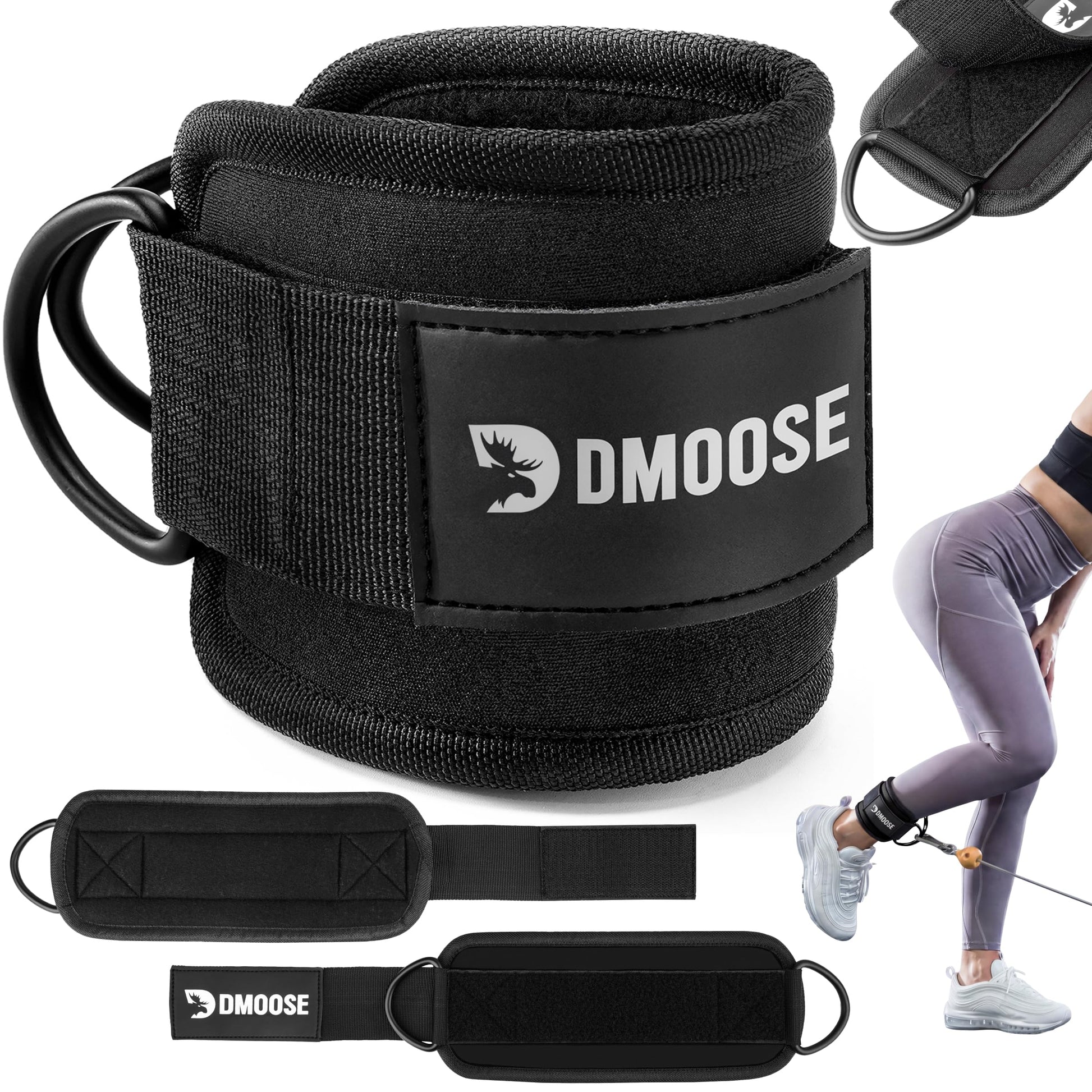 DMoose Ankle Strap for Cable Machine Attachments - Gym Ankle Cuff for Kickbacks, Glute Workouts