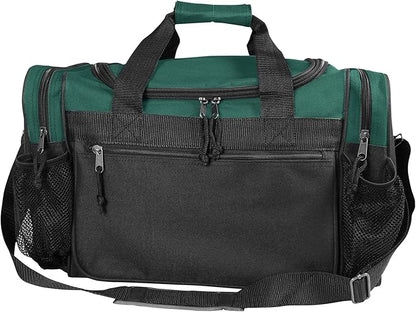 DALIX 17" Duffle Bag Dual Front Mesh Pockets (Black Gold Gray Dark Green Navy Blue Maroon Royal Blue Orange Pink Purple Red White