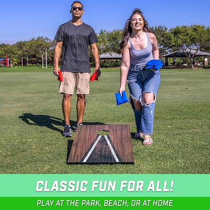 GoSports 3 x 2 ft Cornhole Board Set - Portable Outdoor Toss Game for Adults & Family - Includes Set of 8 Bean Bags with Built-in Storage - Choose Your Style