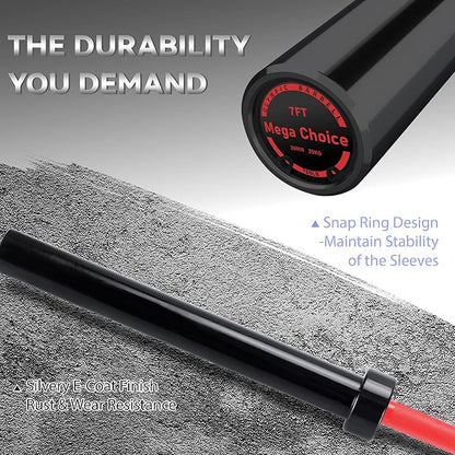 Barbell Bar for Weightlifting - 7FT Heavy Duty (1500LB/700LB), 4FT Short (500LB), 47" EZ Curl Bar - Fits 2" Standard Plates - Home Gym Strength Training