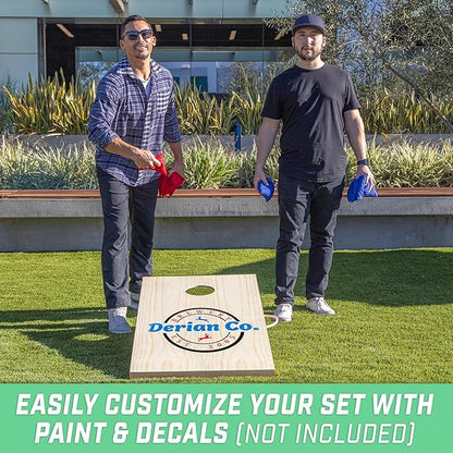 GoSports 4 x 2 ft Classic Wooden Cornhole Board Set - Portable Bean Bag Toss Game for Adults & Family - Includes Set of 8 Bean Bags with Tote Bag