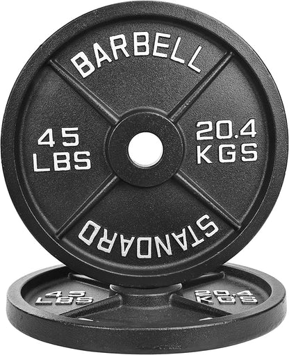 Olympic Cast Iron 2-Inch Weight Plate for Strength Training & Weightlifting, Home Gym, Multiple Weights Available