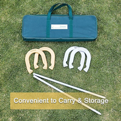 Horseshoes Set, Lawn Horseshoe Outside Game Kit for Teens Adults Families - Includes 4 Horse Shoes, 2 Stakes and Carrying Case