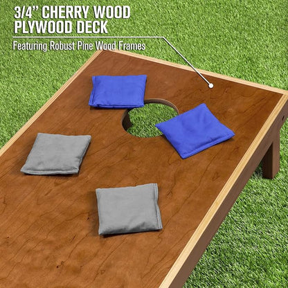 GoSports 4’ x 2’ Commercial Grade Cornhole Boards Set - Natural Wood Cornhole Boards, Choose from Different Bean Bag Color Combinations