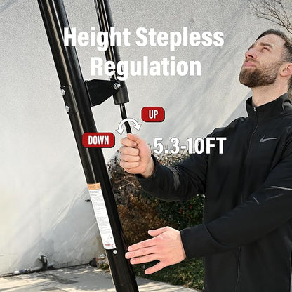 Basketball Hoop 44&48 Inch Backboard Portable Basketball Hoop Outdoor,5.3-10ft Stepless Regulation Crank Adjust Basketball Goal System