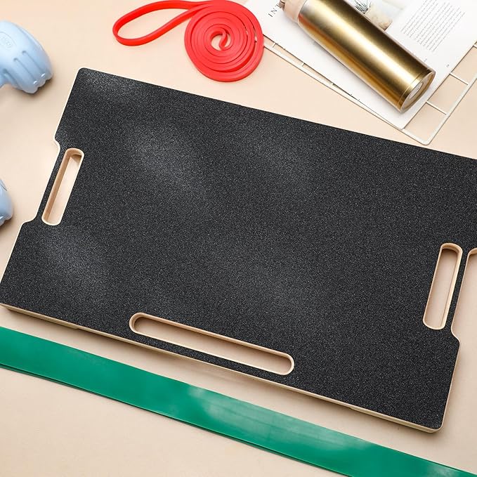 Hiboom Resistance Band Footplate Wood Exercise Platform with Non-slip Surface Workout Footplate Exercise Platform for Band Training Stretching Flexibility and Balance and Full-body Home Gym