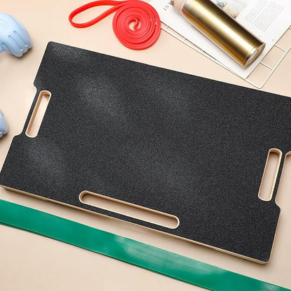 Hiboom Resistance Band Footplate Wood Exercise Platform with Non-slip Surface Workout Footplate Exercise Platform for Band Training Stretching Flexibility and Balance and Full-body Home Gym