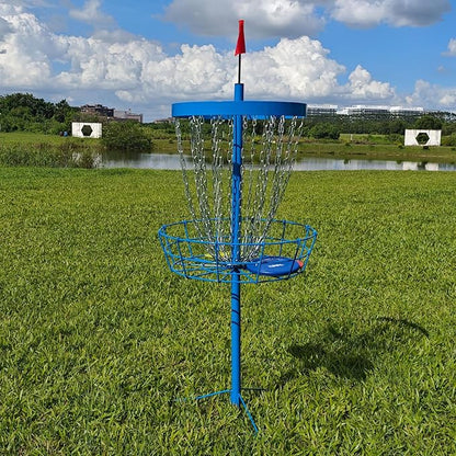Disc Golf Basket with Discs | Portable Disc Golf Target with Heavy Duty 24-Chains Disc Golf Course Basket, Come with 6pcs Disc Golf Discs with Carry Bag