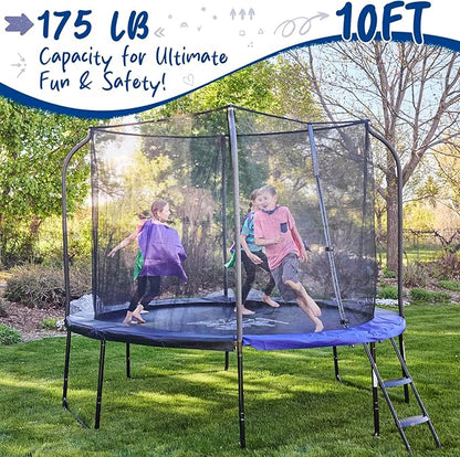 123JUMP by Skywalker Trampolines 10FT 12FT 14FT Outdoor Trampoline with Enclosure and Ladder, Round Recreational Trampoline for Kids with ASTM Approval, Spring Pad Cover, Heavy Duty Jump Mat