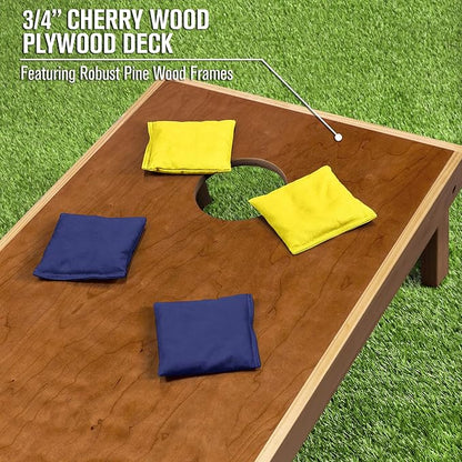 GoSports 4’ x 2’ Commercial Grade Cornhole Boards Set - Natural Wood Cornhole Boards, Choose from Different Bean Bag Color Combinations