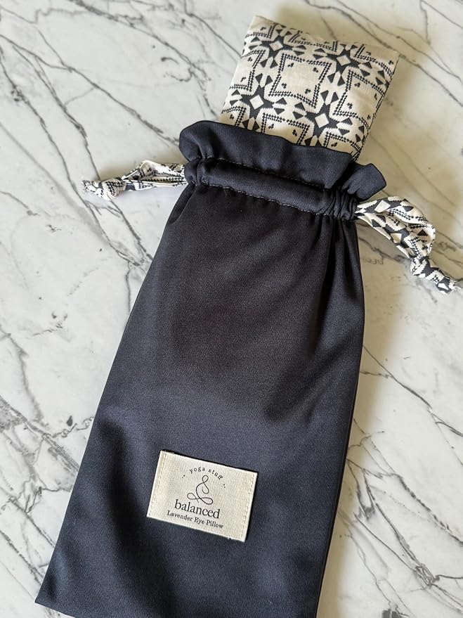 BYS Weighted Lavender Eye Pillow, Organic Cotton Fabric, Grey and White, with Travel Pouche