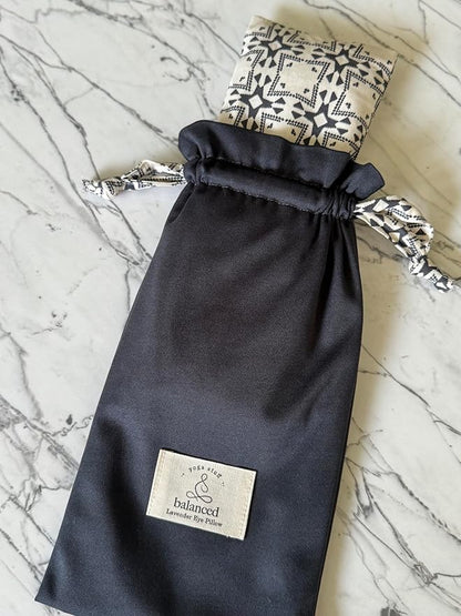 BYS Weighted Lavender Eye Pillow, Organic Cotton Fabric, Grey and White, with Travel Pouche
