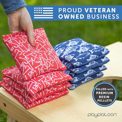 Professional Cornhole Bags - Set of 8 Regulation All Weather Double Sided - Sticky Side/Slick Side Bean Bags for Pro Corn Hole Game