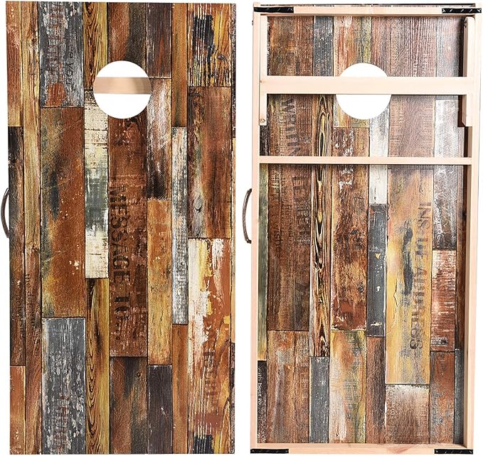 Solid Wood Vintage Cornhole Game Set, Two 4'x2'Cornhole Boards, 8 Cornhole Bags for Indoor and Outdoor Toss Games Competitions, Tournaments