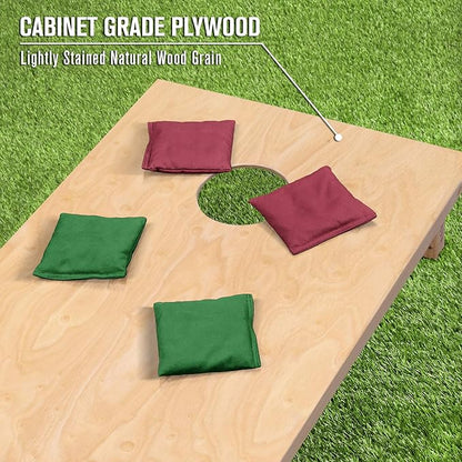 GoSports Regulation Size Wooden Cornhole Set with Natural Wood Finish - Includes Carrying Case