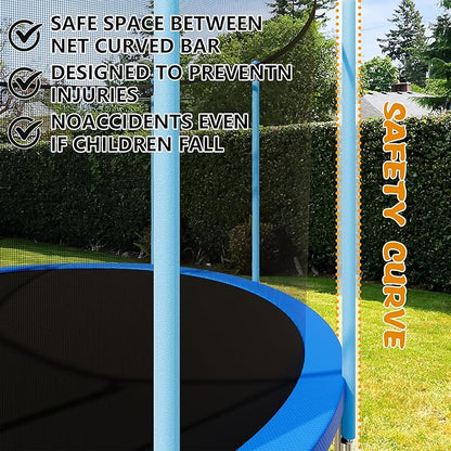 Trampoline with Enclosure - 12FT & 14FT Recreational Trampolines, Ladder, AntiRust Coating, ASTM Approved