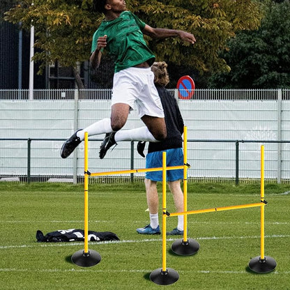 Adjustable Height Agility Hurdle Set Multi-Function Soccer Trainning Pole Set Coaching Sticks with Rubber Base