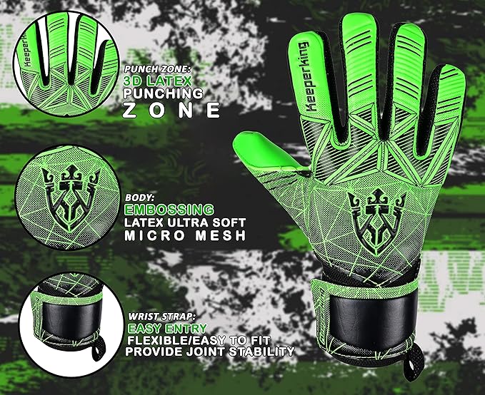 Soccer Goalie Goalkeeper Gloves for Kids Boys Youth & Adult,Latex Strong Grip Palms with Removable Finger Spines Protection Children Football Gloves for Training/Match(Sizes 5-10,6 Styles)