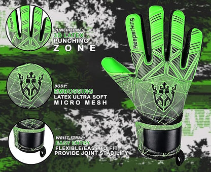 Soccer Goalie Goalkeeper Gloves for Kids Boys Youth & Adult,Latex Strong Grip Palms with Removable Finger Spines Protection Children Football Gloves for Training/Match(Sizes 5-10,6 Styles)